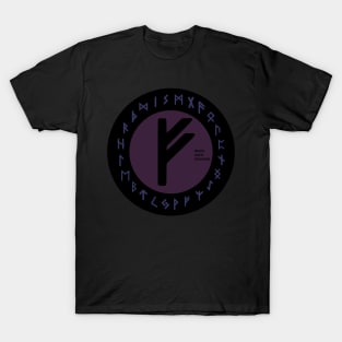 Purple Fehu Elder Futhark | Viking Rune Symbol T-Shirt